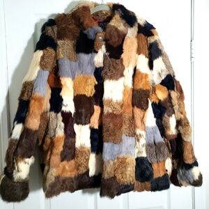 Vintage French Rabbit Fur Jacket Patchwork